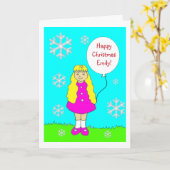 Niedlich Little Girl Weihnachten Karte (Gelbe Blume)