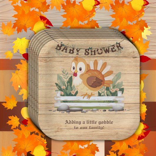 Niedlich Little Gobble Türkei Babydusche Pappteller