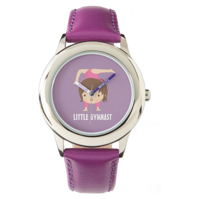 Niedlich Little Gymnast Girl Gymnastik Pose Armbanduhr (Vorderseite)