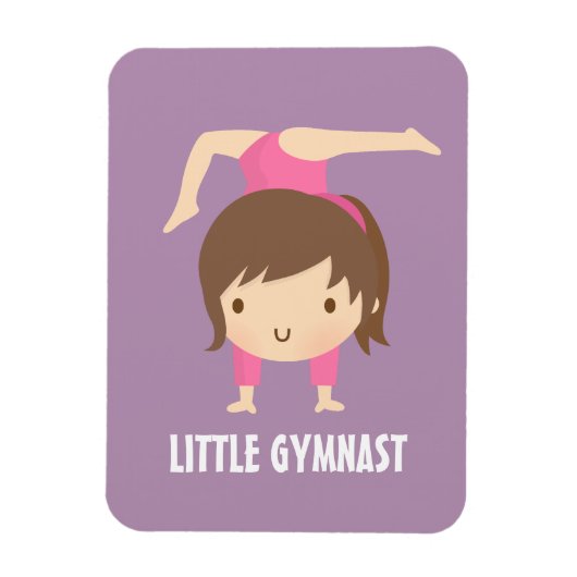 Niedlich Little Gymnast Girl Gymnastik Pose Magnet (Vertikal)
