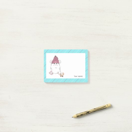 Niedlich Little Hamster Blue Custom Post-it Klebezettel (Auf Schreibtisch)