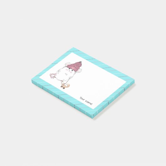 Niedlich Little Hamster Blue Custom Post-it Klebezettel (angewinkelt)