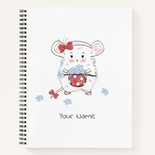 Niedlich Little Hamster Floral Girl Notebook Notizblock (Vorderseite)