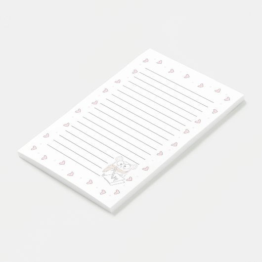 Niedlich Little Hamster Hearts Monogram Post-it Klebezettel (angewinkelt)