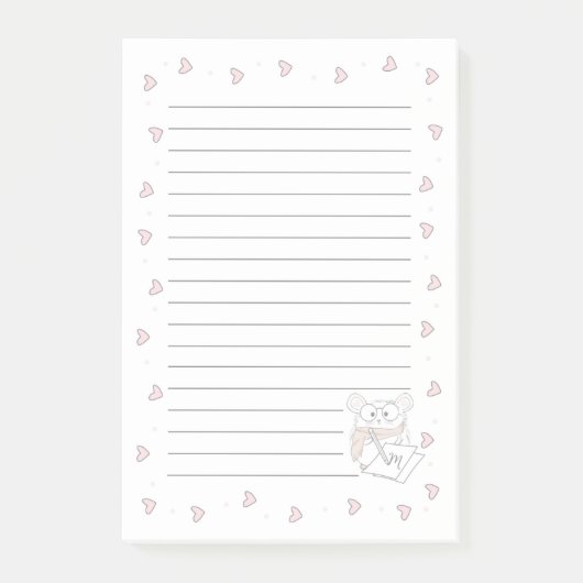 Niedlich Little Hamster Hearts Monogram Post-it Klebezettel (Vorderseite)