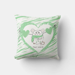 Niedlich Little Hamster White Green Kissen