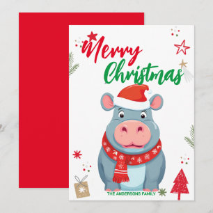 Niedlich Little Hippo Weihnachtsfeiertag Personali Feiertagskarte