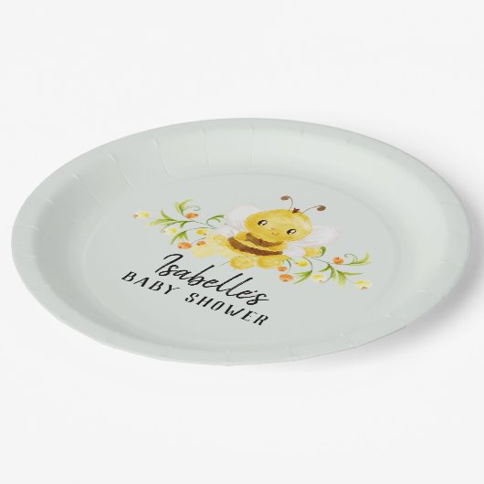 Niedlich Little Honeybee Babydusche Pappteller (Schrägansicht)