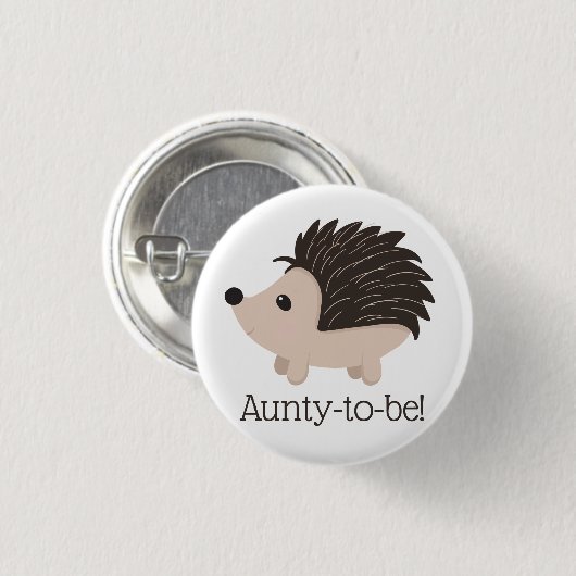 Niedlich Little Igel Aunty wird Kinderdusche Button (Vorne & Hinten)