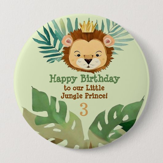 Niedlich Little Jungle Lion Birthday Button (Vorderseite)