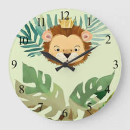 Niedlich Little Jungle Lion Birthday Große Wanduhr