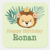Niedlich Little Jungle Lion Birthday Quadratischer Aufkleber (Vorderseite)