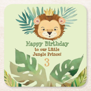 Niedlich Little Jungle Lion Birthday Rechteckiger Pappuntersetzer