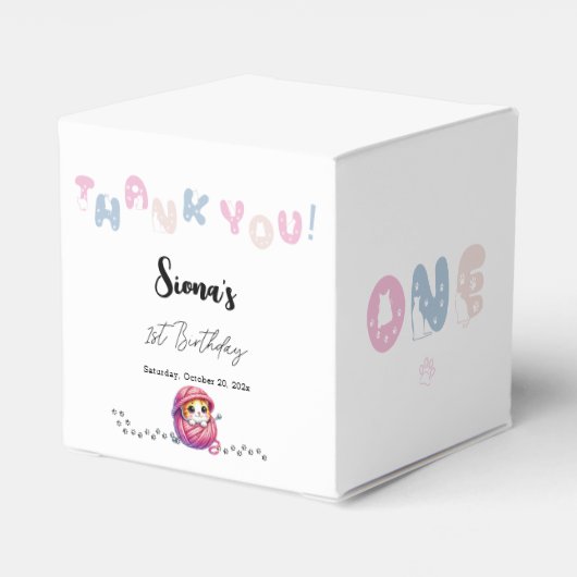 Niedlich Little Kitten 1. Geburtstag Party Geschenkschachtel (Rückseite)