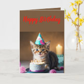 Niedlich Little Kitten Geburtstag Karte (Gelbe Blume)