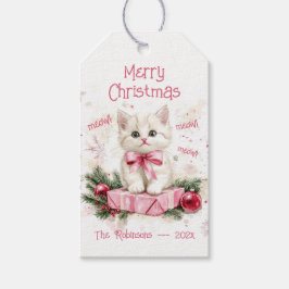 Niedlich Little Kitten Pink Weihnachten Geschenkanhänger
