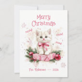 Niedlich Little Kitten Pink Weihnachtskarte Feiertagskarte (Vorderseite)