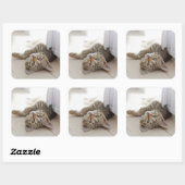 Niedlich Little Kitten Quadratischer Aufkleber (Blatt)