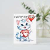 Niedlich Little Kitty Cat Happy Birthday Postkarte (Stehend Vorderseite)