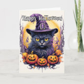 Niedlich Little Kitty Cat Hexe | Halloween Karte (Vorderseite)