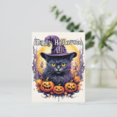 Niedlich Little Kitty Cat Hexe | Halloween Postkarte (Stehend Vorderseite)