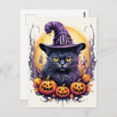 Niedlich Little Kitty Cat Hexe Postkarte (Vorne/Hinten)