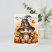 Niedlich Little Kitty Cat Hexe Postkarte (Stehend Vorderseite)