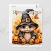 Niedlich Little Kitty Cat Hexe Postkarte (Vorne/Hinten)