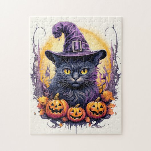 Niedlich Little Kitty Cat Hexe Puzzle (Vertikal)