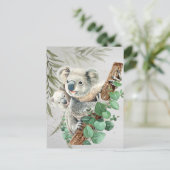 Niedlich Little Koala Bear Australische Tierkunst Postkarte (Stehend Vorderseite)