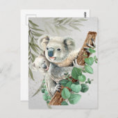 Niedlich Little Koala Bear Australische Tierkunst Postkarte (Vorne/Hinten)