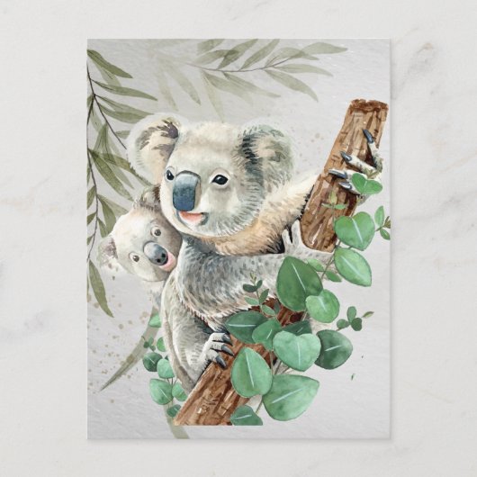 Niedlich Little Koala Bear Australische Tierkunst Postkarte (Vorderseite)