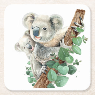 Niedlich Little Koala Bear Australische Tierkunst Rechteckiger Pappuntersetzer