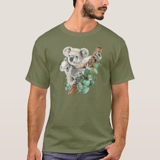 Niedlich Little Koala Bear Australische Tierkunst T-Shirt (Vorderseite)
