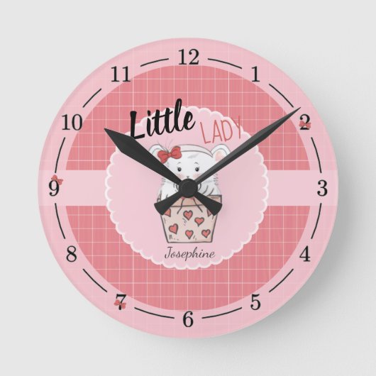 Niedlich Little Lady Hamster Pink  Runde Wanduhr (Vorderseite)