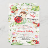 Niedlich Little Ladybug 1. Geburtstag Einladung (Vorne/Hinten)