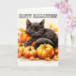Niedlich Little Lazy Day Black Cat | Halloween Karte