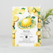 Niedlich Little Lemon Geburtstag Einladung (Stehend Vorderseite)