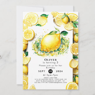 Niedlich Little Lemon Geburtstag Einladung
