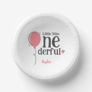 Niedlich Little Miss Onederful Pink Ballon Pappteller