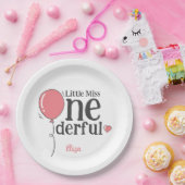 Niedlich Little Miss Onederful Pink Custom Pappteller (Party)