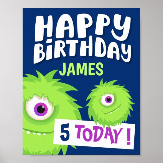 Niedlich Little Monster Blue Poster (Vorne)