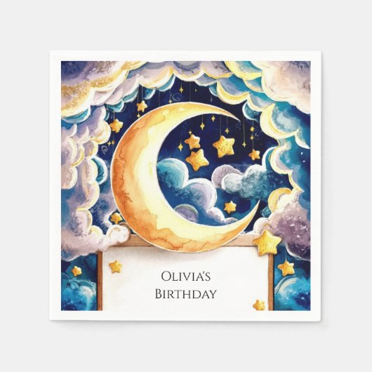 Niedlich Little Moon Geburtstag Serviette (Vorderseite)