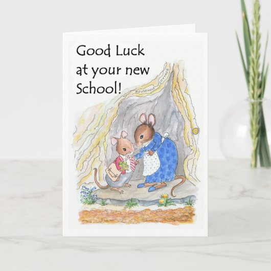 Niedlich Little Mouse Viel Glück Neue Schule Karte (Vorderseite)