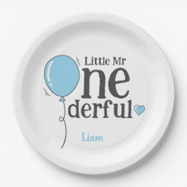 Niedlich Little Mr Onederful Blue Custom Pappteller