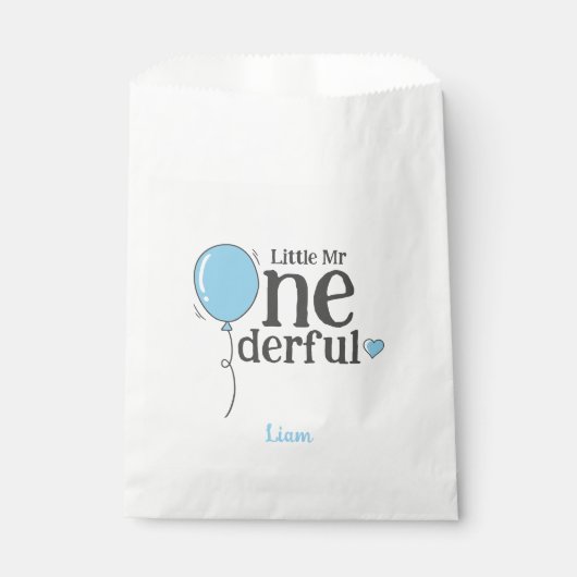 Niedlich Little Mr Onederful First Birthday Blue Geschenktütchen (Vorderseite)