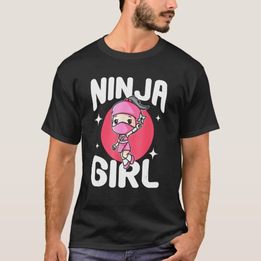 Niedlich Little Ninja Fighter Prinzessin Ninja Gir T-Shirt (Vorderseite)