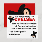 Niedlich Little Ninjas Einladung (Vorne/Hinten)