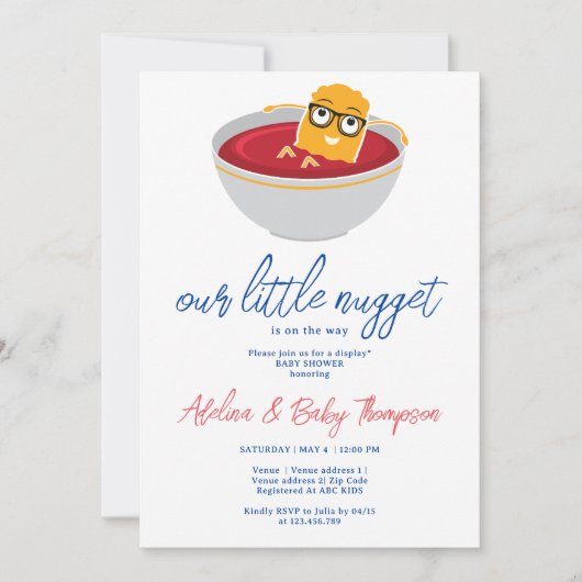 Niedlich Little Nugget Chicken Nugget Baby Boy Dus Einladung (Vorderseite)