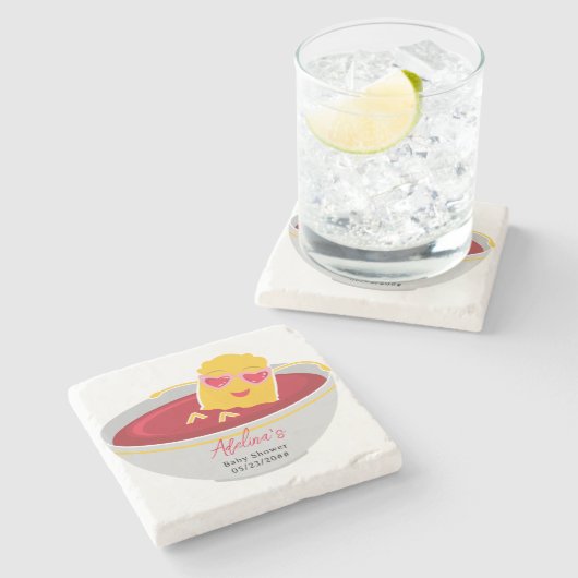 Niedlich Little Nugget Chicken Nugget Girl Babydus Steinuntersetzer (Seitenansicht)